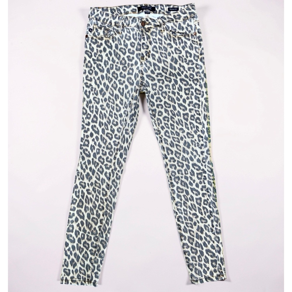 Judy Blue Jeans Womens 7/28 Gray Leopard Print Skinny Animal Stretch JB8475